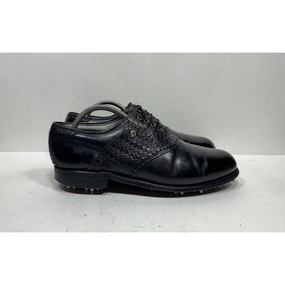 Vintage Footjoy Classics Dry Black Leather Woven Golf Shoes 51472 Mens Sz 9 D - Picture 1 of 8